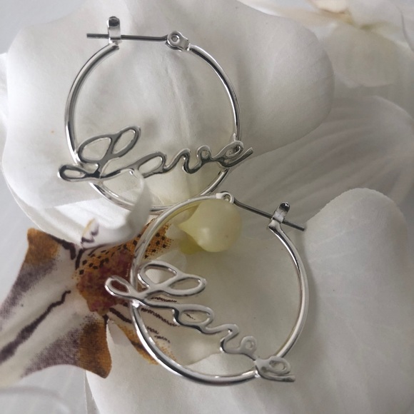Women’s Hoop Love Earrings - Picture 4 of 6